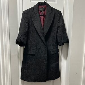 BCBGMaxAzria Black Quilted Blazer with Ruffle Sleeves